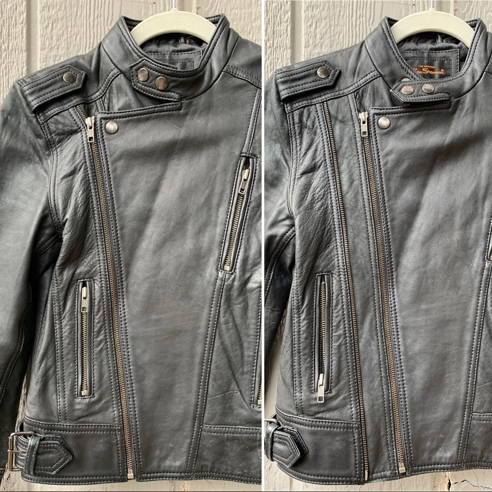 Ben Sherman genuine leather jacket, double zip closure - Picture 15 of 16